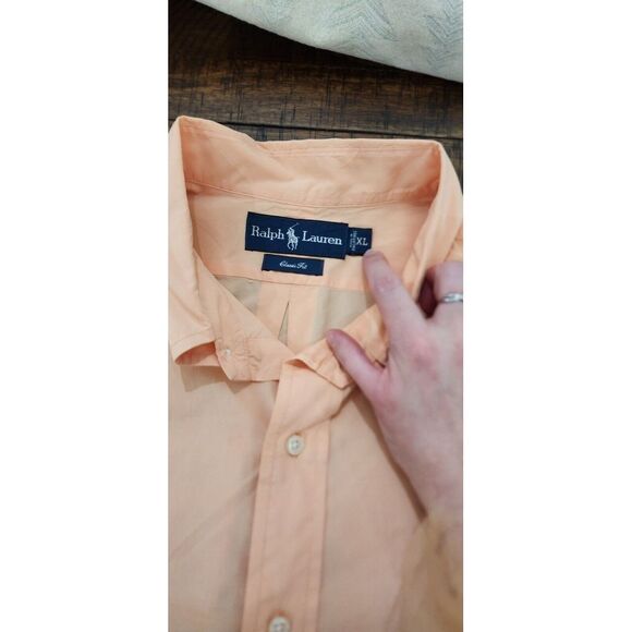 Ralph Lauren Shirt Mens XL Peach‎ Orange Button Down Long Sleeve Colorful Pony - Picture 4 of 8